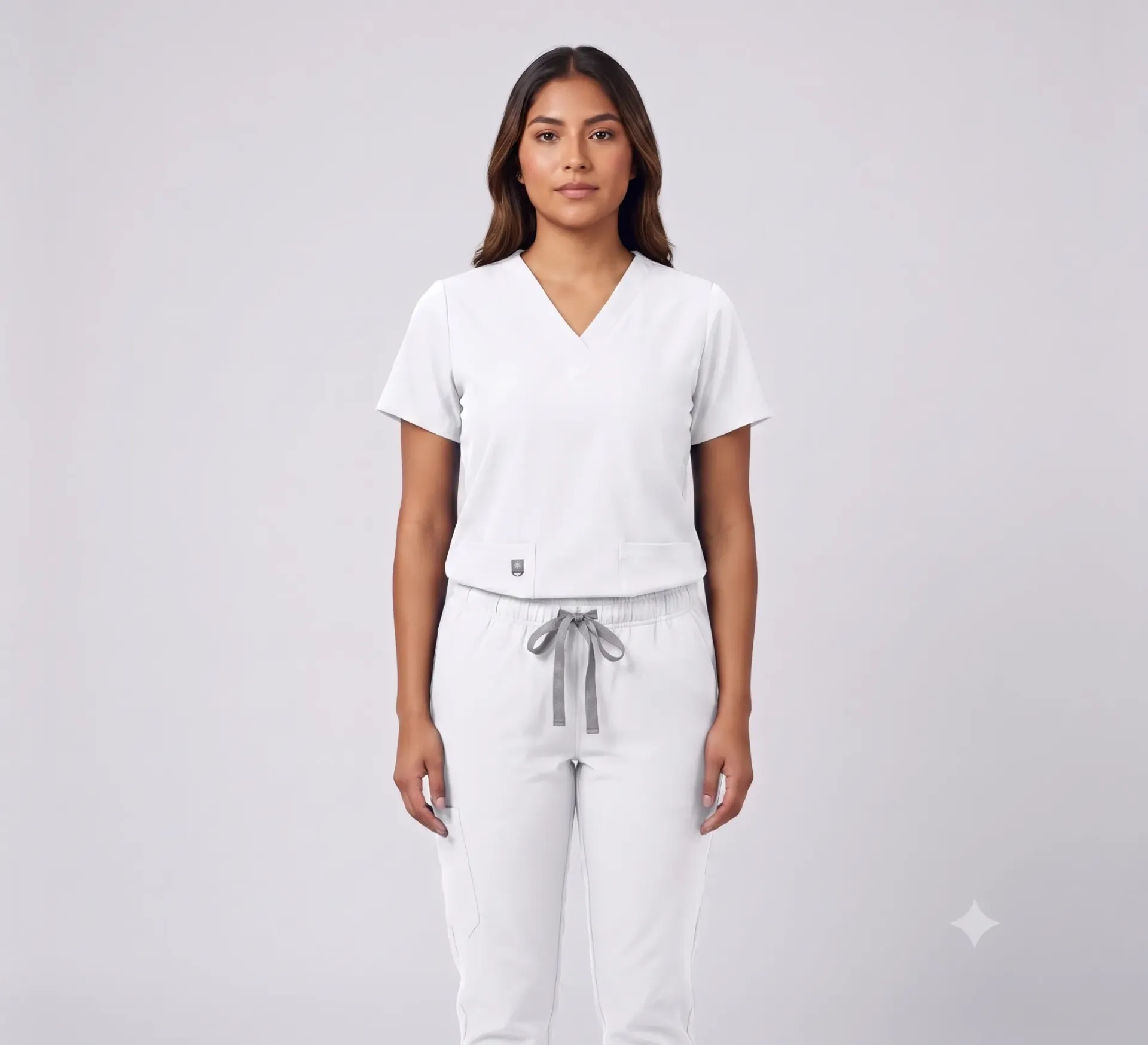 Conjunto STOCK Antifluidos Mujer cuello V (BLANCO #7, V, Recto, XXS)